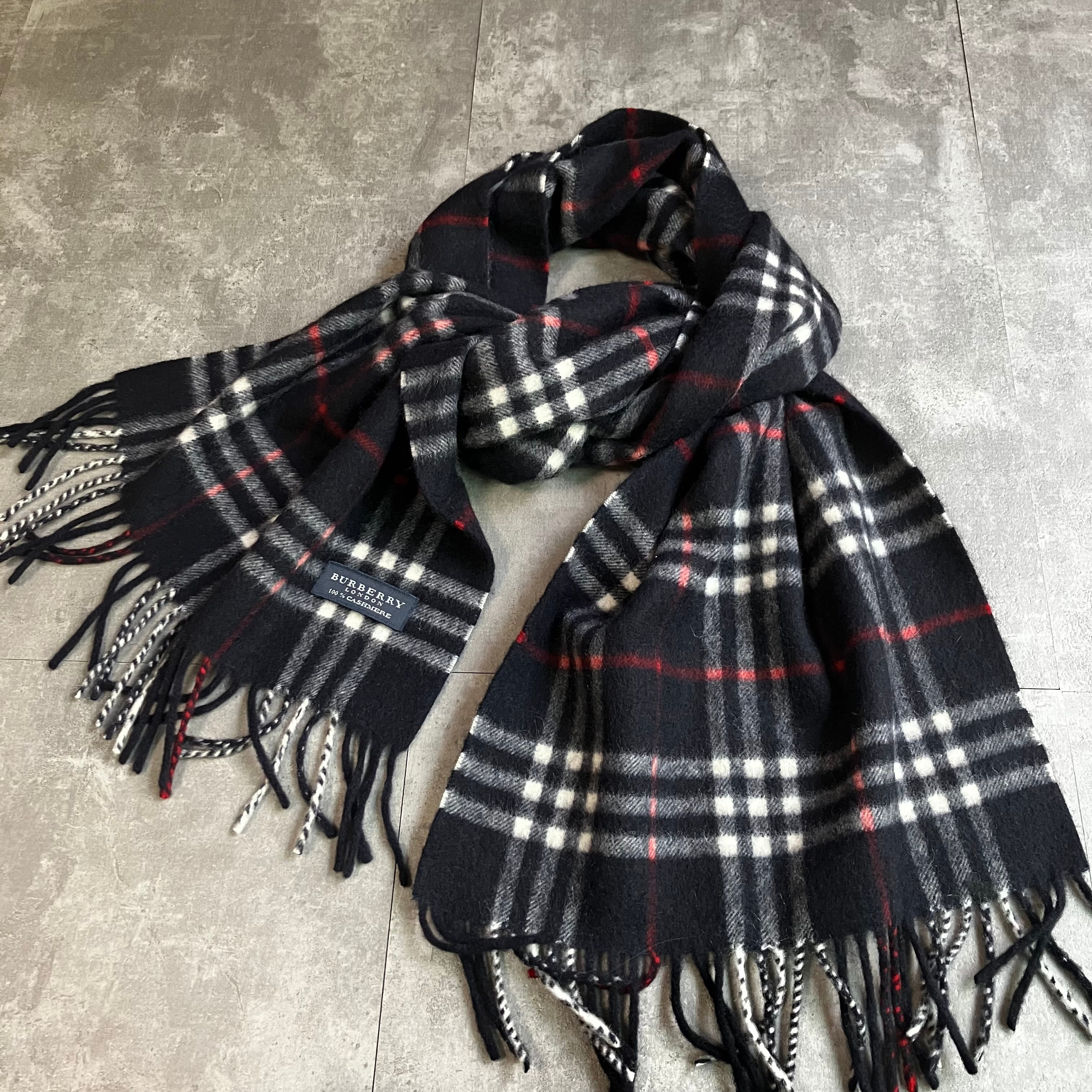 バーバリー ノバチェック チェック柄ストール ひざ掛け フリンジ付